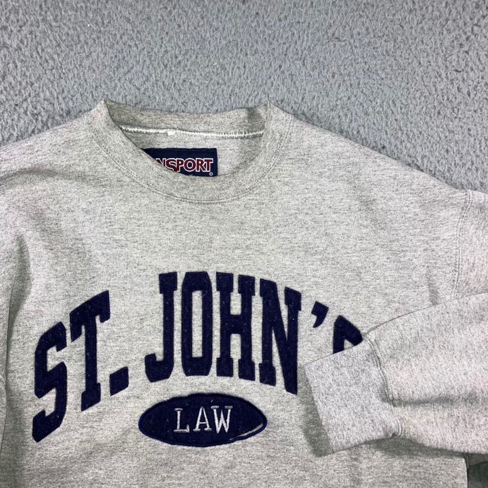 Vintage 90s JanSport St Johns Law Sweatshirt M Gray Collegiate Graphic Crewneck